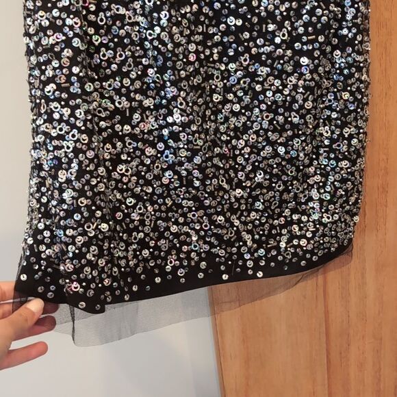 NWT Jovani Sleeveless Short Dress 98044, black/silver - Picture 3 of 11